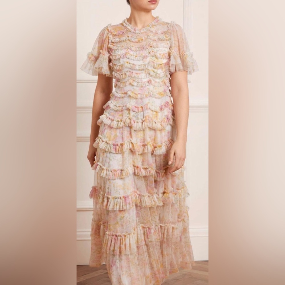Needle and Thread floral round neck ballerina dress